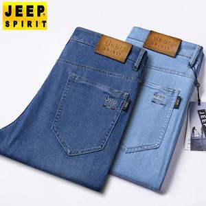 JEEP SPIRIT 남성 봄 비즈니스 캐주얼 루즈 스트레이트 탄성 통기성 얇은 청바지