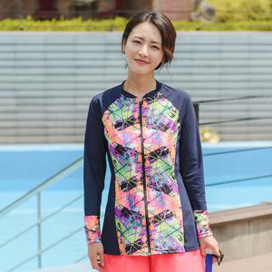 조이마담S7106 페인팅 배색 래쉬가드 상의 50대60대중년여성 빅사이즈수영복