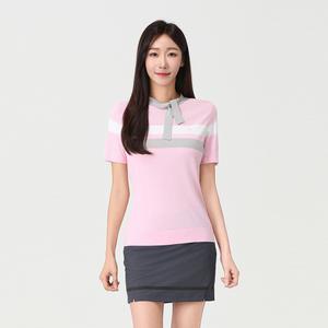 [엘르골프] 여성 가슴 라인 포인트 반팔 스웨터_6I43604