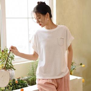 레트로 여성 여름 라운드넥 반팔 면티셔츠 루즈핏 흰색블라우스 40대 50대 예쁜티셔츠