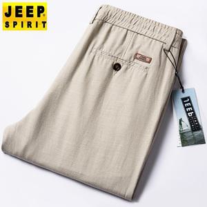 jeep 지프  남성 캐주얼 면마 통기성 스트레이트 루즈 팬츠 여름 청바지 J6015