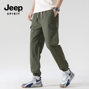 JEEP SPIRIT 여름 조거팬츠 남성 야외 얇은 속건성 하이킹 카고 바지