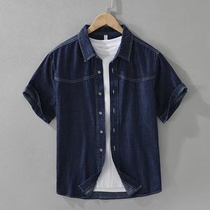 남성 청남방 여름 반팔 진청 오버핏 캐주얼 남방