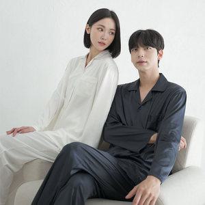 (긴팔) 레브 실크 커플 잠옷 파자마 세트 홈웨어