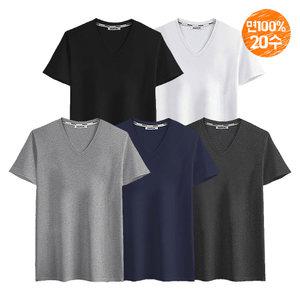 3+1/제네브 국내생산 남녀공용 면20수 반팔 브이넥 티셔츠/S-3XL까지