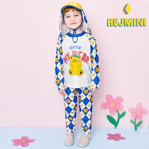 [헤이미니] 아가일체크베어래쉬가드수영복(플랩캡세트)