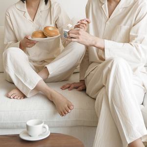 (긴팔) 네이처 코튼 커플 파자마 세트 홈웨어 잠옷