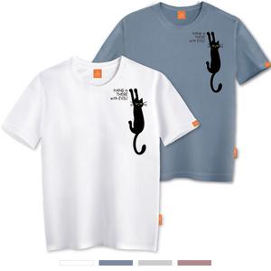 엘라모 검은고양이 반팔 티셔츠 남녀공용 빅사이즈 S~4XL