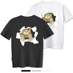 엘라모 캣인더홀 반팔 티셔츠 남녀공용 빅사이즈 S~4XL