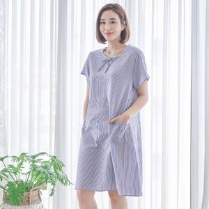 체크엠보 반팔 원피스