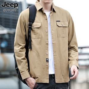 JEEP 지프 남자 셔츠 여름 얇은 캐주얼 루즈핏 카고 긴팔 셔츠