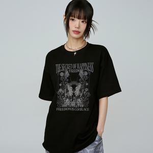블랙 버터플라이 프론트 티셔츠 2color