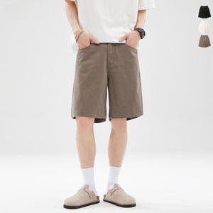남성 레트로 빈티지 스트레이트 밴딩 반바지 커플 심플 캐주얼 청반바지 S-3xl