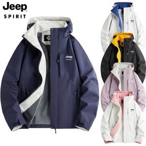 JEEP 봄 남녀공용 경량 등산 작업 아웃도어 후드 점퍼/바람막이/등산복/방풍방수/아우