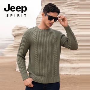 Jeep Spirit 남자 빅사이즈 오버핏 긴팔 티셔츠 라운드넥 기모 스웨터 겨울옷 니트
