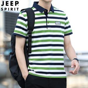 JEEP 지프 남성 티셔츠 여름 풀오버 상의 캐주얼 줄무늬 반팔