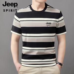 JEEP SPIRIT 여름 티셔츠 남성용 반팔 통기성 데일리 캐주얼 남성 반팔티