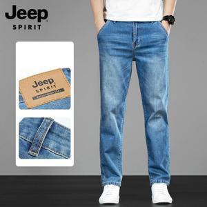 JEEP SPIRIT 남성용 데님 바지 신축성 있는 스트레이트 캐주얼 청바지