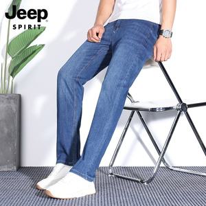 JEEP SPIRIT 남자 여름 빅사이즈 워시드 얇은 청바지