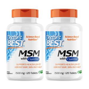 2개 닥터스베스트 MSM 1500 mg 120 타블렛 옵티 OptiMSM 조인트 식이유황 관절 무릎 연