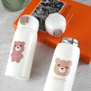 스텐 원터치 보온 보냉 어린이 곰돌이 쿠마베어 텀블러 350ml