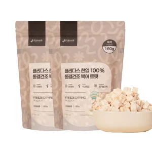 본품+추가증정! 증정행사! 플리다스 한입 동결건조 간식 160g 2개 강아지 고양이 대용