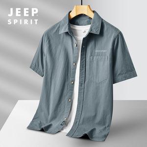 JEEP 남성 여름 아웃도어 레저 패션 코튼 반팔 셔츠
