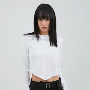 더블로고 언발 크롭 티셔츠 2color