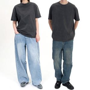 [비지크] 피그먼트 라운드 반팔 티셔츠(6컬러) S-XL 가먼트 워싱 빅사이즈 무지 단체티