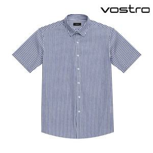 [보스트로]네이비 폴리 린넨 워싱 스트라이프 반팔 셔츠-M22604CS