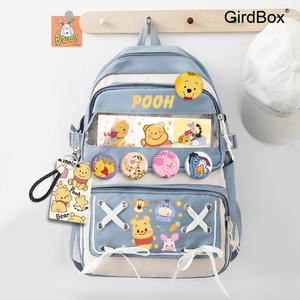 GirdBox 곰돌이 푸 책가방 캐릭터 귀여운 학생 청소년 남학생 여학생 대용량 백팩 캐주