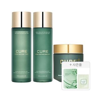 김정문알로에 큐어 플러스 크림 기획(수딩 토너 130ml, 1개 + 수딩 에멀젼 130ml, 1개 + 플러스 크림 80g, 1개) + 증정(피토 그린 앰플 마스크팩, 1매+안티에이징크림, 2ml, 2개)