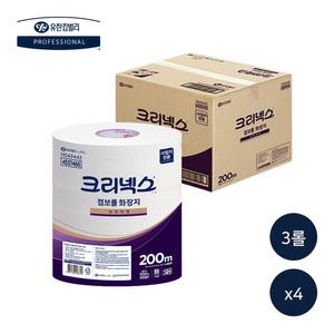 유한킴벌리 크리넥스 무형광 천연펄프 100% 2겹 점보롤 화장지 200m 12롤 대용량 업소용 롤 휴지