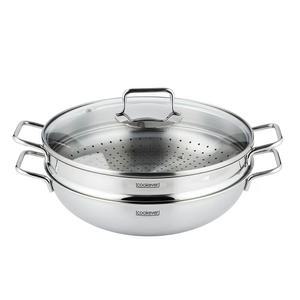 쿡에버 스텐 버라이어티 웍 32cm 2단 찜기 만두 야채 찜솥 찜통 찜냄비 인덕션 파티웍