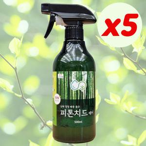 남해편백 피톤치드 케어 500ml, 5병 편백수 스프레이 새집증후군 섬유 탈취제 화장실 담배 냄새 제거
