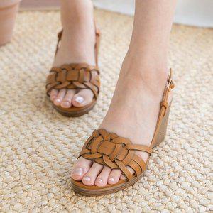 [분홍코끼리] 장미정원 꼬임 웨지샌들(8cm)