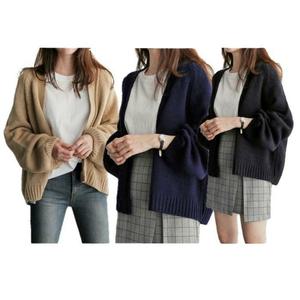 [오노마] ONM 여성 루즈핏 단추없는 니트 가디건 벌룬소매 가오리핏