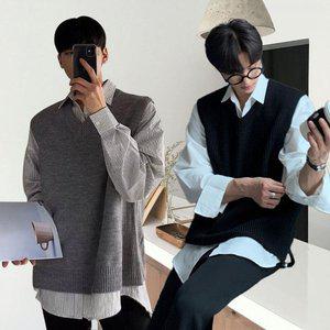 [리빌모아]남자 캐주얼 베이직 무지 브이 니트 조끼 DMES-VEA-STS14291049