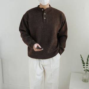 [쿼터]남자 가을 겨울 베이직 데일리 오버핏 루즈핏 헨리넥 니트 4color