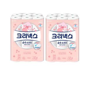 크리넥스 천연펄프 순수소프트 카카오 프렌즈 3겹 롤화장지 28m 24롤 X 2EA