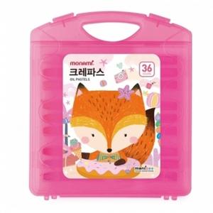 모나미 모니주 가방파스 크레파스 크레용 36색 핑크