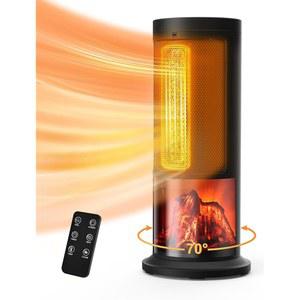 TRUSTECH 17인치 우주 히터 타이머 1500W 침실용 리모컨 조절기 진동 사무실 모드 온도 PTC 휴대용 12시간 3가지 조절식 70 조용한 타워 전기 실내용