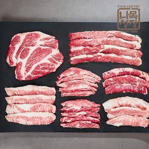 스페인 명품흑돼지 이베리코 목살+갈비살+항정살+악어살+황제살+플루마 부위별200g 총 1.2kg)