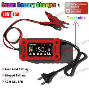 12V 15A 배터리 충전기 Lifepo4 납 산성 AGM 젤 리튬 철 인산염 배터리에 대 한 스마트 충전 LED 디스플레이 자동차 모토