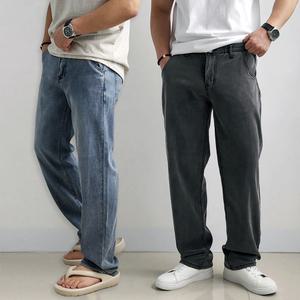 리얼타임 쿨터치 데님 청바지/ 남자 빅사이즈 여름 얇은 시원한 냉감 아이스 스판 세미와이드진 히든밴딩 연청 흑청 블랙진 알렉스로간[2C 8size] 