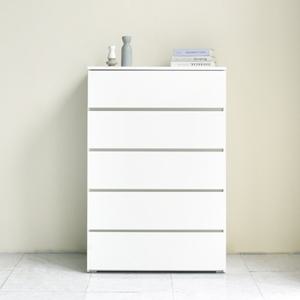 [보루네오]화이트 핸들리스 속깊은 5단 광폭 서랍장 (가로 80cm, 높이 1.2m, 깊이 50cm)