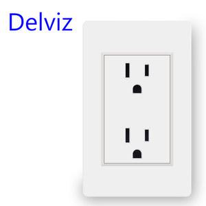 DELVIZ 미국 표준 전원 소켓, AC 110V ~ 250V, 118MM X 72MM 하이 퀄리티 PC 패널, 벽 내장형 15A 이중