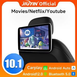 JIUYIN 자동차 뒷좌석 TV 화면, 안드로이드 헤드레스트 모니터, 카플레이, 와이파이 영화, 넷플릭스, 유튜