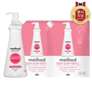 메소드 주방세제 핑크그레이프 532ml + 리필 1L x 2개