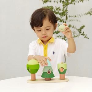 우든숲속마을블록 두돌 3살 4살 유아 아기 원목 원기둥 도형 쌓기 블럭 소근
